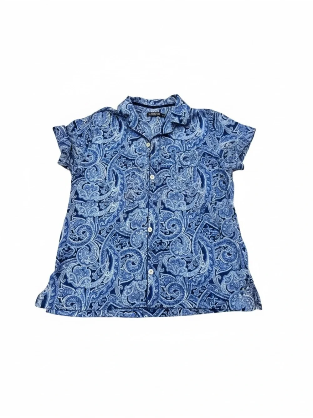 Lauren Ralph Lauren PJs Pajamas Blue Paisley Short-Sleeve Button Front XL NWOT